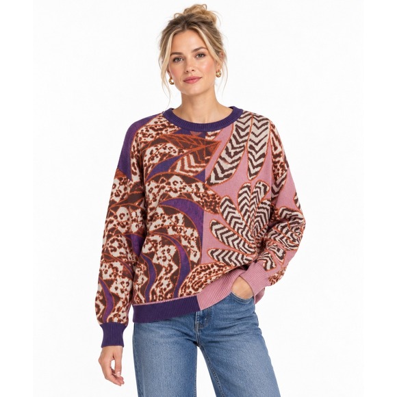 Fate Sweaters - NWT Fate Pink Purple Abstract Geometric Crewneck Sweater Size M